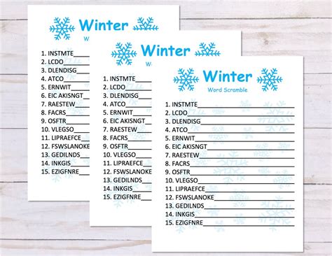 Winter Word Scramble Winter Party Game Printable Instant Etsy
