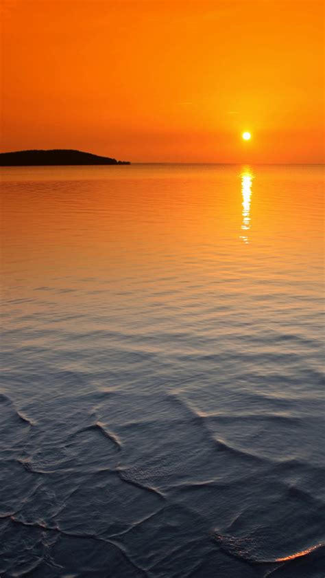 Orange Horizon Sunset Iphone Wallpapers Free Download