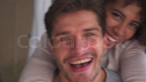 Man Giving Piggyback Ride To Woman At Home Stock Video Colourbox