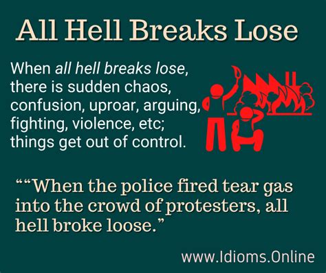 All Hell Breaks Loose Meaning Idioms Online