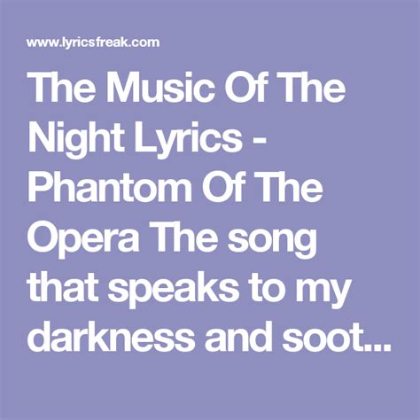 The Music Of The Night Lyrics Phantom Of The Opera The Song That