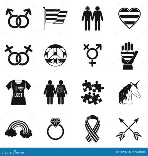 lgbt icons set simple style stock illustration illustration of fiance flag 127939447