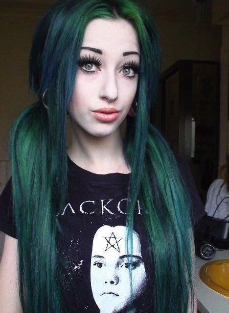 Long Dark Green Hair In Pigtails I Love The Flow Of The