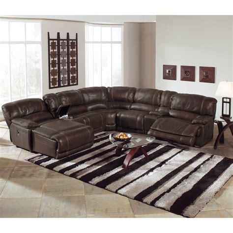 Wicklow earth power reclining leather sofa with drop down table. 12 Best Collection of 6 Piece Leather Sectional Sofa