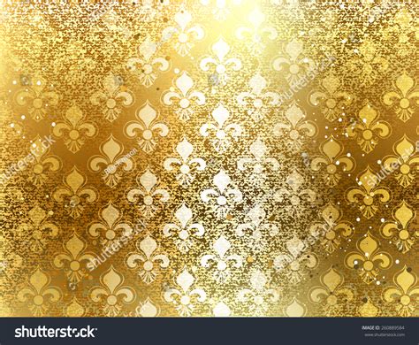 Gold Brocade Background Ornament Fleur De Stock Vector 260889584