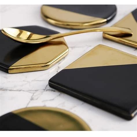 Each stone coaster is uniquely different, as no two stone coasters are ever the exact same. Black & Gold Coasters | Gold coasters, Ceramic coasters, Coasters
