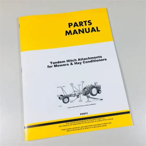 Parts Manual For John Deere Tandem Hitch Attachments Mower Hay