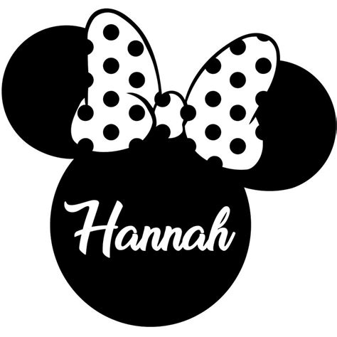 Girls Personalized Vinyl Stencil Minnie Mouse Silhouette Head Etsy