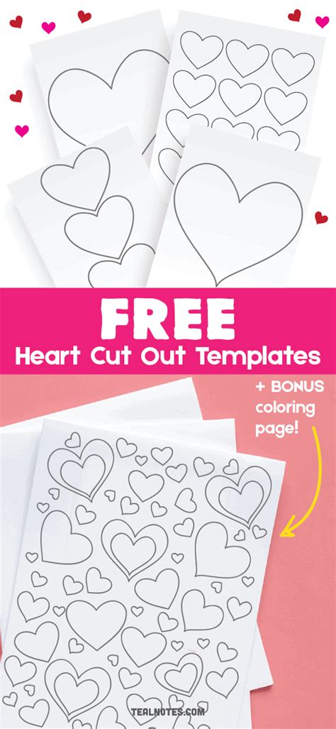10 Hearts To Color And Cut Out Template Free Download