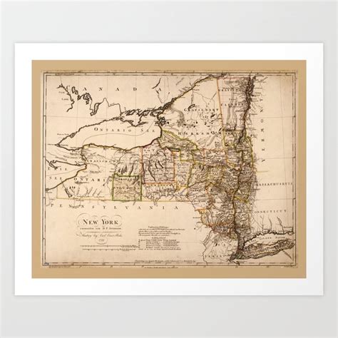 Map Of New York By Sotzmann And Sander 1799 Art Print By The Arts