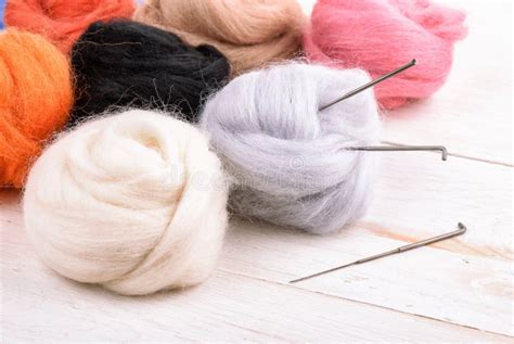 Close Up Of Wool Needle Felting Kit Stock Photo Image Of Felted