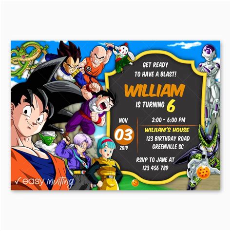 Dragon Ball Z Birthday Invitation Easy Inviting