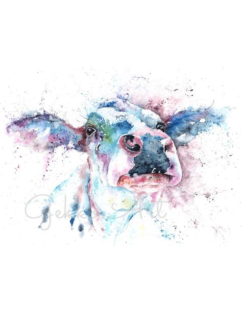 Friesian Cow Watercolour Art Print Wildlife Watercolour Artist Sandi Mower