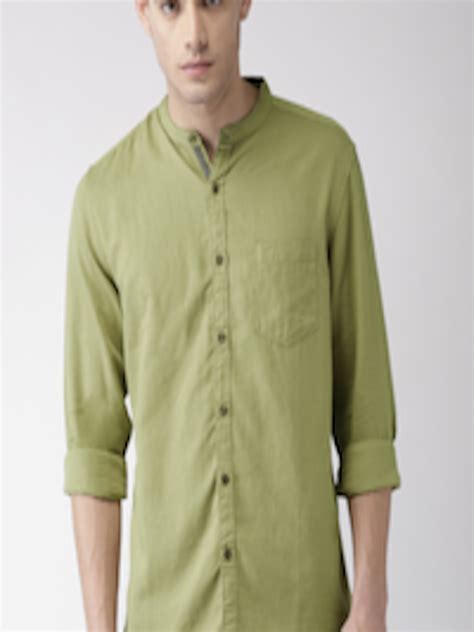 Buy Highlander Men Olive Green Slim Fit Solid Casual Shirt Shirts For