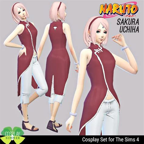 Naruto Sakura Uchiha Cosplay Set For The Sims 4 By Cosplay Simmer