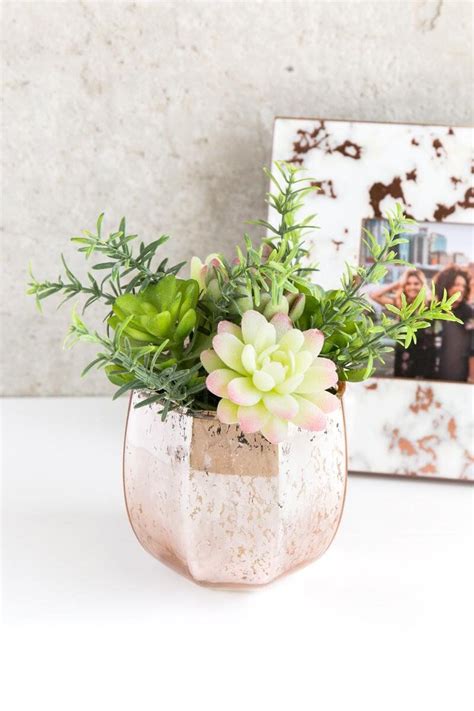 Rose Gold Succulent Succulents Candles Succulents Work Space Decor