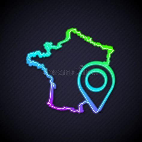 Glowing Neon Line Map Of France Icon Isolated On Black Background