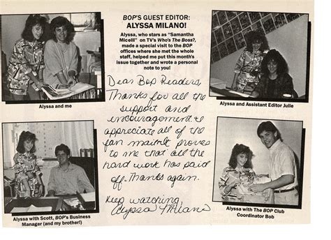 Clipping From August 1986 Issue Of Bop Magazine Alyssa Was A Guest Editor Alyssa Milano