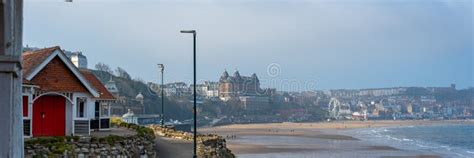 Old Beach Huts At Scarborough Uk Stock Image Image Of Seafront