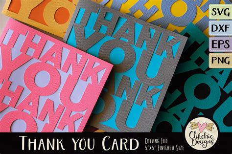 Thank You Card SVG - Thanks Card Cutting File, DXF, PNG, EPS