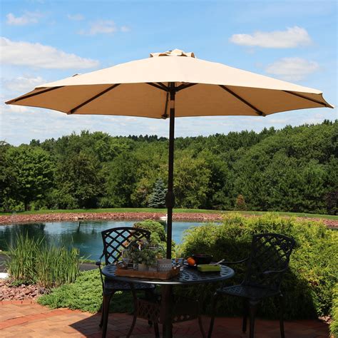 Sunnydaze Sunbrella Patio Umbrella With Auto Tilt And Crank 9 Foot