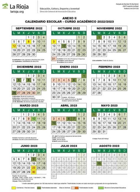 Calendario Escolar La Rioja Para El Curso 2022 2023
