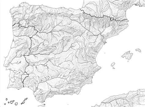 Mapa Fisico España Mudo Blanco