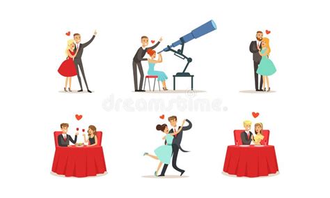 Couples On Dates In Park At Sunset Illustrations Stock Vector