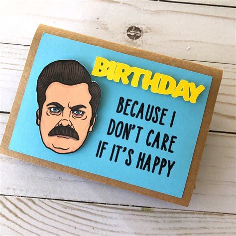 Parks And Recreation Card Ron Swanson Card Parks And Rec Birthday Handmade By Tara Parks N