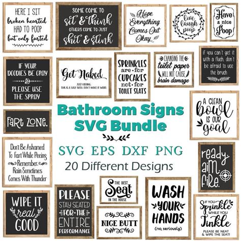 Bathroom Signs Svg Bundle With Different Styles And Designs For Use In