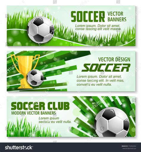 Soccer Sport Club 3d Banner Ball Stock Vector Royalty Free 773352454