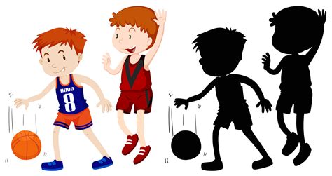 Two Boys Playing Basketball 366784 Vector Art At Vecteezy