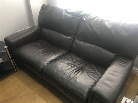 Dfs 2 Seater Brown Leather Reclining Sofa In Liverpool Merseyside