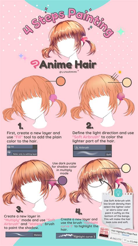 Color Anime Hair In 4 Easy Steps In 2023 Drawing Hair Tutorial Anime