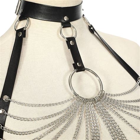 leather body harness chain bra empowered submission