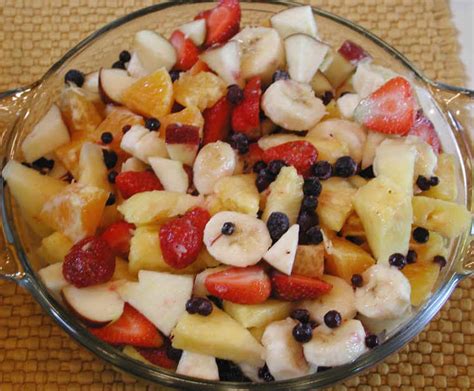 Fruit Salad With Apples Bananas Blueberries Oranges Pineapple And