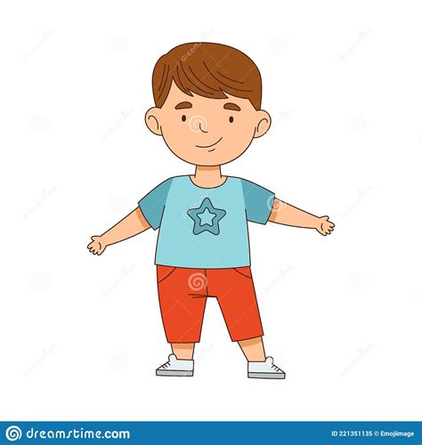 Cheerful Boy Standing With Open Arms For Hug Vector Illustration Stock