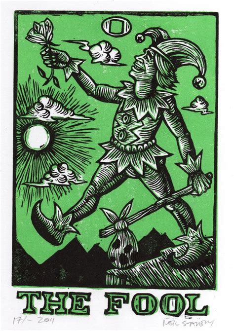 The Fool Tarot Linocut Art Print Etsy Tarot Cards Art Tarot Cards