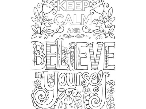 100 Page Believe In Yourself Adult Coloring Book Printable Digital