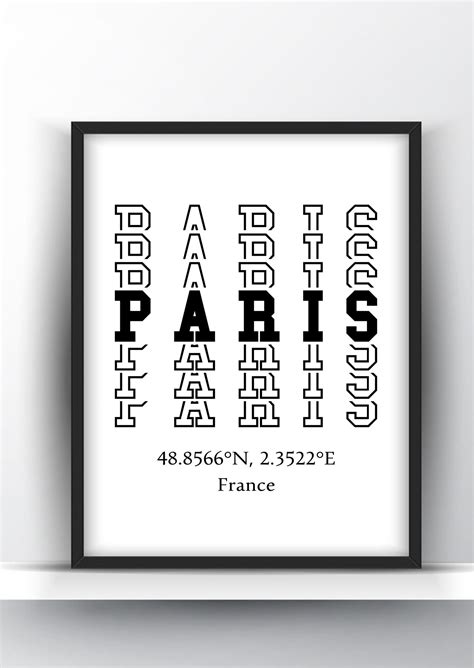 Paris Typography Printable Wall Art And Poster Shark Printables