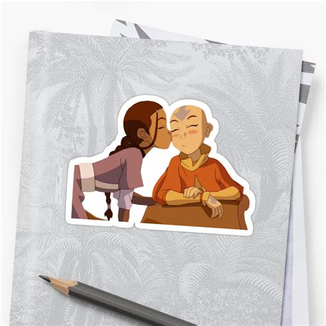 Katara And Aang Kiss Sticker By Realtas Redbubble