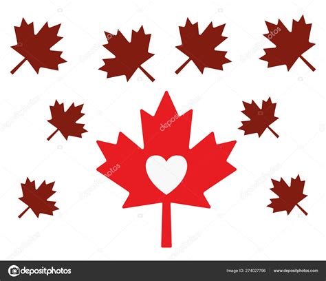 Corazón De Hoja De Arce Y Diseño De Símbolo De Canada — Vector De Stock
