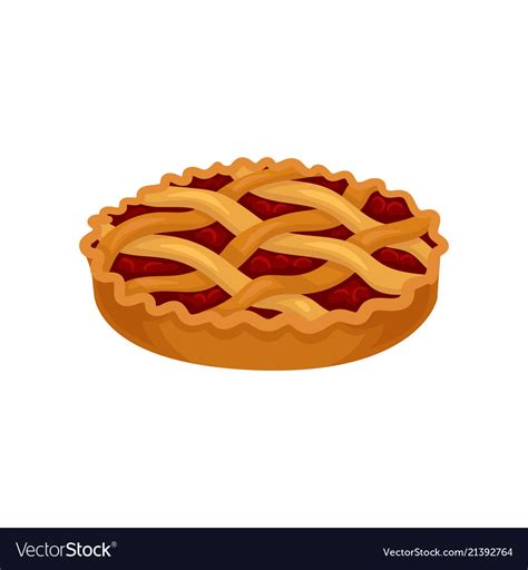 Flat Icon Of Freshly Baked Pie With Cherry Vector Image