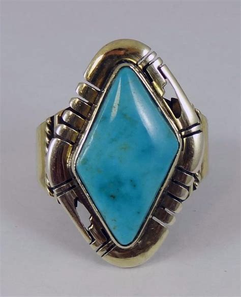 MENS Navajo Sterling Silver 925 Turquoise Ring Sz 13 Signed G Nelson