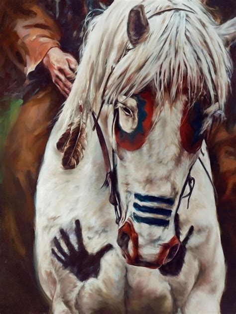 Vintage Print Painting Of A Native American Indian War Horse Etsy