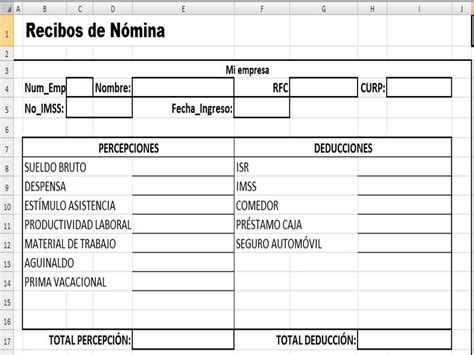 Formato De Recibo De Pago Nomina En Excel Image To U