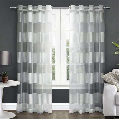 Exclusive Home Navarro Striped Sheer Grommet Top Window Curtain Panels