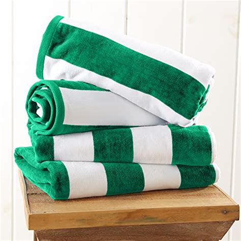 4 Pack Plush Velour 100 Cotton Beach Towels Cabana Stripe Pool Towels
