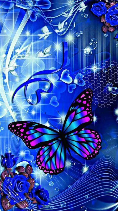 Blue Butterfly Android Background Butterfly Wallpaper Iphone
