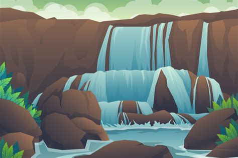 Nature Landscape With Waterfall From Mountain And River 2926605 Vector